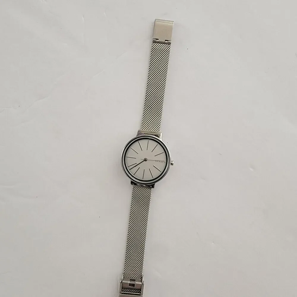 Skagen Womens Watch White Dial Silver Case Stainless Mesh Bracelet SKW2478